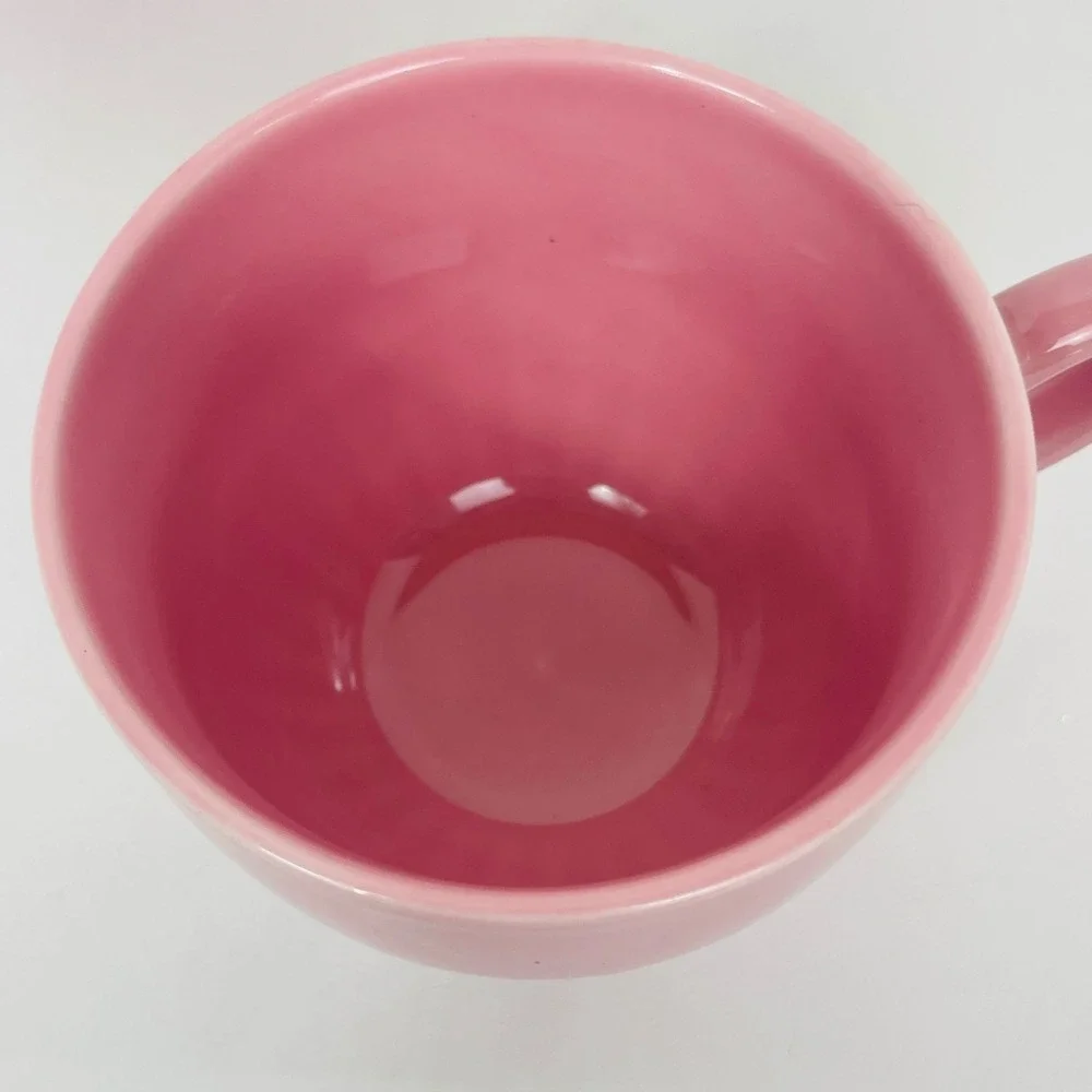 IKEA Mug Set 2 Strimmig Pink Embossed Ribbed Stoneware Modern Excellent